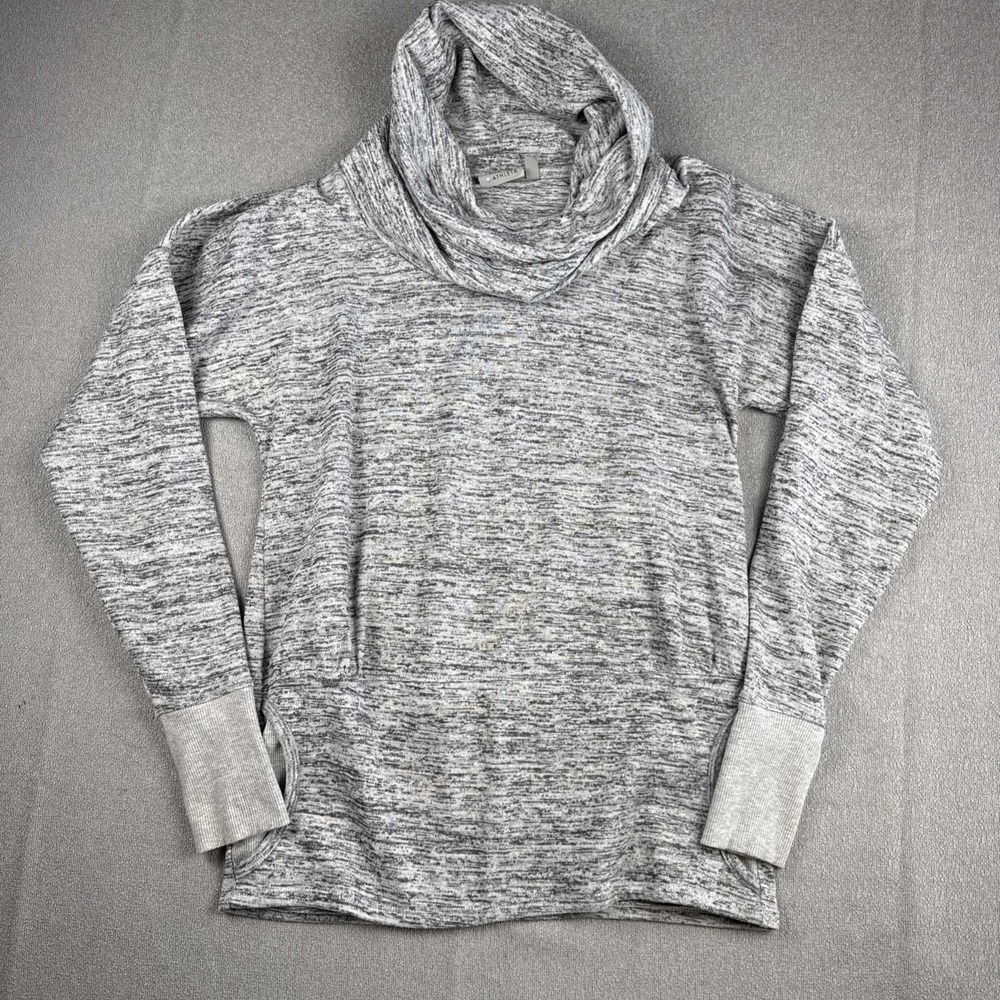Athleta Sweatshirt Women Small  Gray Funnel Mock Neck Boxy Fit Pullover Thumbhol